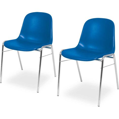 BRB 2 Kunststoffschalenstühle, verchromtes Untergestell, BxTxH 495x520x770 mm (blau) (1/2)