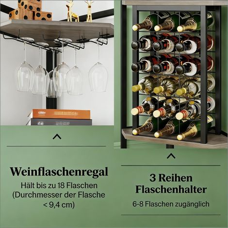 Cave à vin d'angle autoportante, 4 niveaux pour rangement de bouteilles, étagère en coin pour stockage de vins. (1/5)