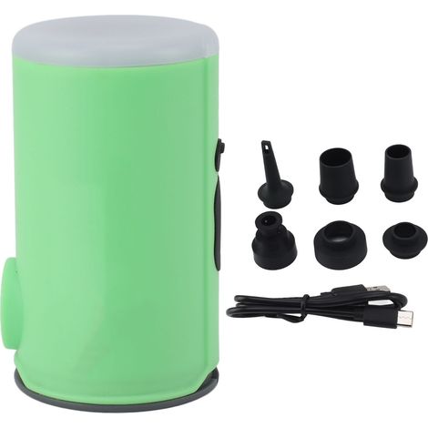 Pompe à air électrique multifonctionnelle rechargeable et portable pour matelas pneumatiques, lits, bouées, canapés gonflables et jouets de piscine (verte) (1/5)
