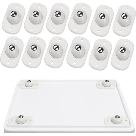 Roulettes adhésives - 12 pièces - Nylon robuste - Pivotement 360° - Pour électroménagers et poubelles - Noir (1/5)
