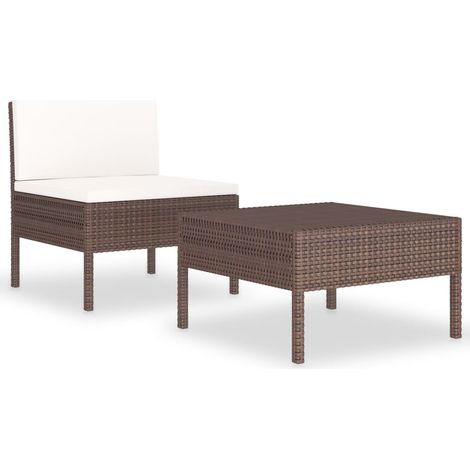 Salon de jardin 2 pcs Contemporain, Ensemble repas de jardin, avec coussins Résine tressée Marron OIB2020E (1/5)