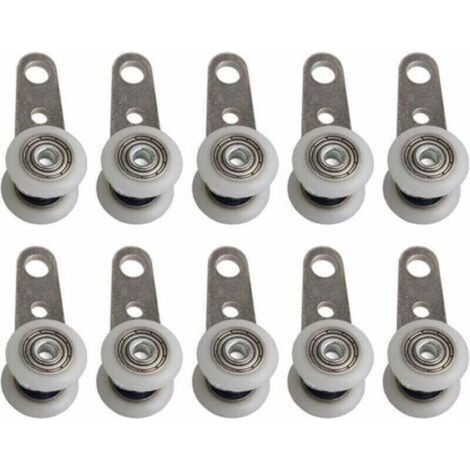 Lot de 10 roulettes pour portes-fenêtres ou portes coulissantes - Métal et plastique - 4,5 x 1,9 cm (1/4)