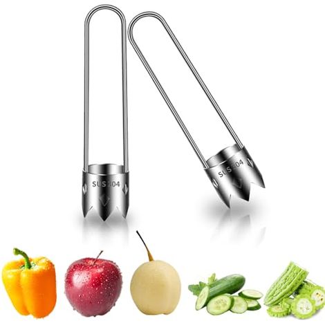 Corer - Acier Inoxydable 304 - Pour Pommes Poires Poivrons Légumes Fruits - Lot de 2 (1/5)