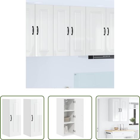 vidaXL Küchenwandschrank - Küchenschrank Kalmar 2 pcs Hochglanz Weiß 30 x 31 x 80 cm (1/5)