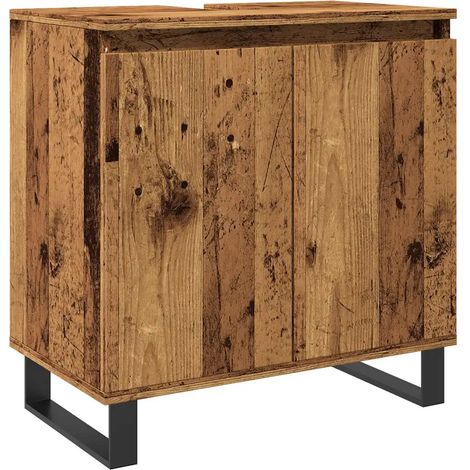Armoire de salle de bain avec rangement industriel 58 x 33 x 60 cm en bois d'ingénierie vieux bois (1/5)