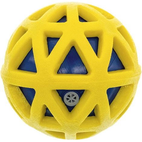 Gioco per cani palla con squeaker gabbia giallo 8 cm