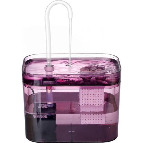 Fuente de agua automática para gatos, dispensador de agua para mascotas con circulación continua y filtro, gran capacidad de 1.4 litros (50 oz), plástico sin BPA, color morado. (1/5)