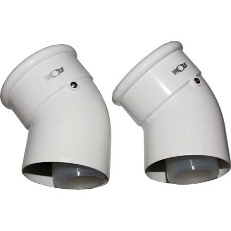 Wolf Curva di scarico fumi DN60/100 concentrica 2 pezzi, 45 gradi, in PP, 2651727