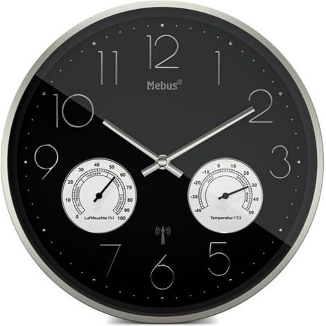 Mebus 12988 Funk Wanduhr 30 cm x 30 cm x 30 cm x 4.5 mm Silber (1/5)