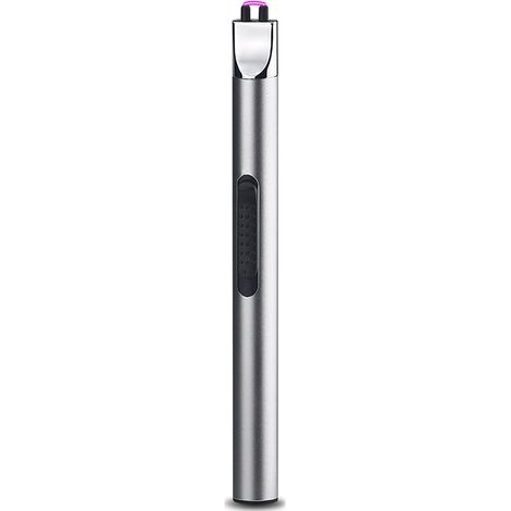 Silver Briquet Rechargeable Électrique Briquet Plasma Briquet USB Arc sans Flamme Coupe-Vent Long Briquet pour Camping Cuisine Grill (1/5)