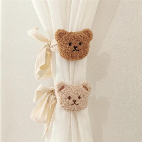 Lot de 2 jolies embrasses de rideau, en forme d'ours en peluche, pour la maison, la décoration de la chambre à coucher, la décoration de chambre d'enfant, la maison, le bureau, la chambre à couc (1/5)