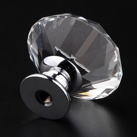 Lot de 20 boutons de tiroir en alliage anti-oxydation, en forme de cristal, transparents, 30 mm. (1/5)