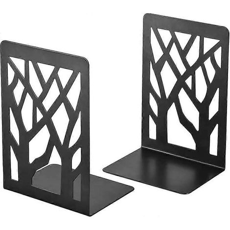 Serre-livres lourds, décoration d'étagère, serre-livres en métal noir (1 paire), support pour livres (1/5)