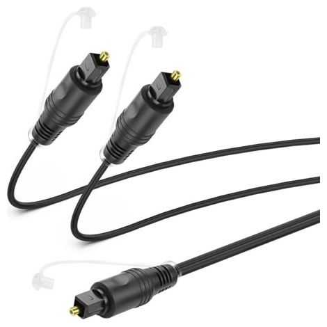 Câble répartiteur optique numérique 1 en 2 sorties - 1 m - Toslink Digital Fibre Optic Audio - 1 prise d'entrée et 2 sorties - Pour home cinéma, lecteur DVD, TV (1 fiche mâle vers 2 mâles)