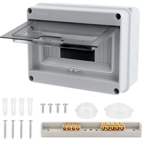 Coffret Electrique Etanche,Coffret Electrique Etanche Exterieur IP65,Terminaux et Rails Intégrés Boîte à Fusibles Distributeur en Saillie,pour l'extérieur, Industriels, Postes de Charge (1/5)