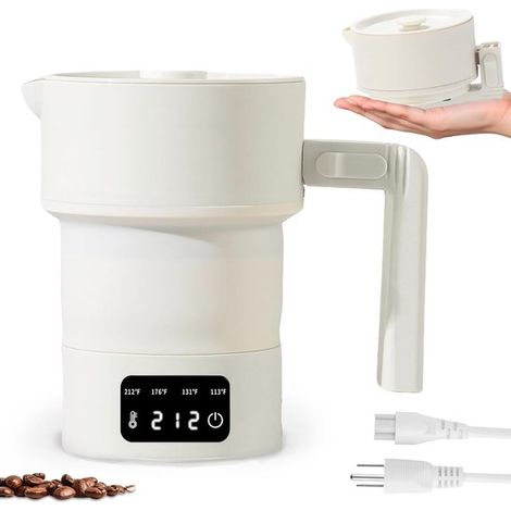 Bouilloire portable 600 ml, petite bouilloire pliable, mini bouilloire, 4 programmes préprogrammés, pour hôtels, bureaux, campings, etc. (1/5)
