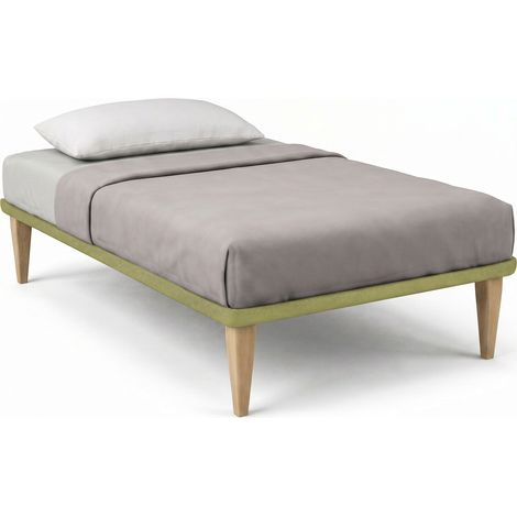 Letto 1 Piazza e Mezza con Rete Rivestita 120x190 cm Microfibra Tè Verde Tessis (1/5)