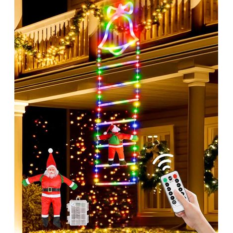 Guirlande Lumineuse Noel, 2 M Lumineux Guirlande Led à Pile Échelle avec Père Noël, 8 Modes Guirlande Lumineuse Exterieure Étanche pour Decoration Noel Extérieur Intérieur Fenêtre Sapin de Noël Jardin (1/5)