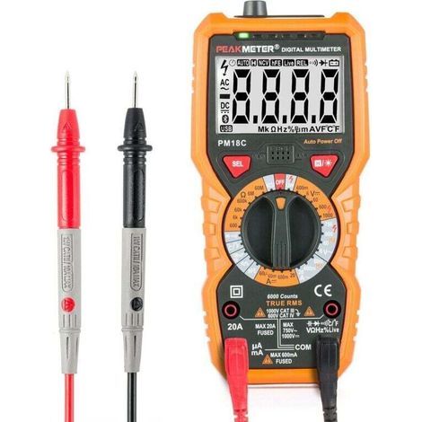 PM18C Digital Multimeter AC/DC Automatic Digital Electrical Tester Non-Contact Voltmeter Ammeter Ohmmeter Voltage Detector Hold with Backlit Display (1/4)