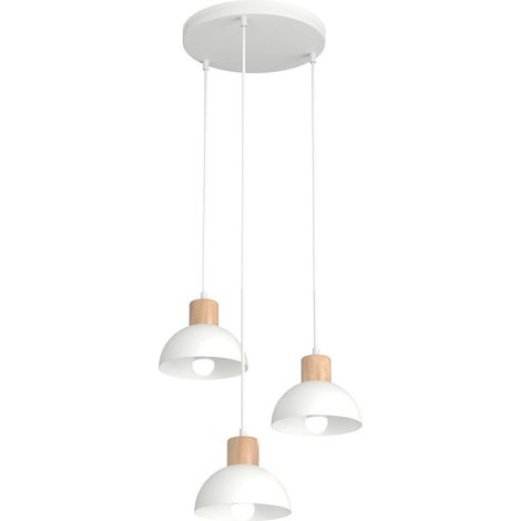 Suspension nordique blanche bois 3xE27 15W Seco Emibig (1/5)