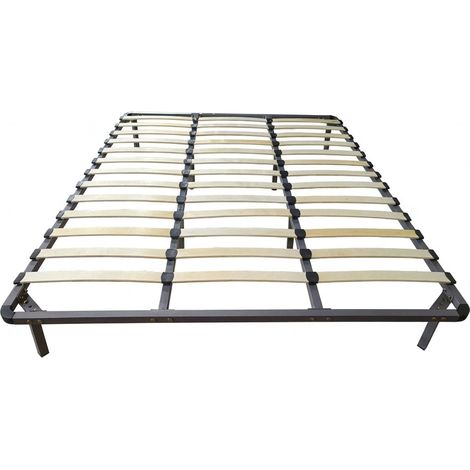 Rete Letto Matrimoniale 13 Doghe Acciaio Nero Ortopedica Kit 160x190cm