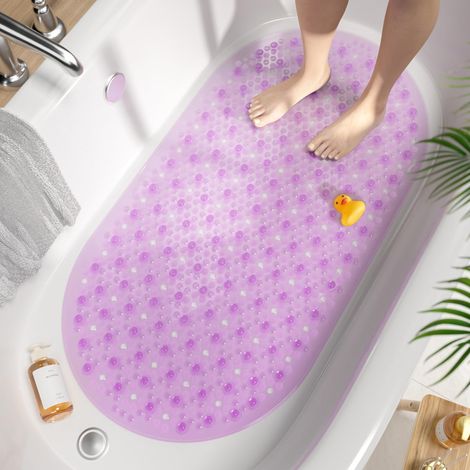 1 Tapis de bain antidérapant, 68x38cm, PVC lavable, trous drainage, baignoire douche (1/5)
