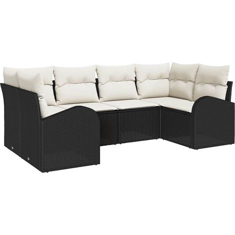 Maison Exclusive - Gartensofa-set mit Kissen 6 pcs Schwarz Poly R