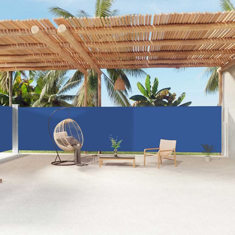 Auvent latéral rétractable - Auvent de jardin Soleil imperméable Bleu 180x1200 cm BV722557 - BonneVie (1/5)