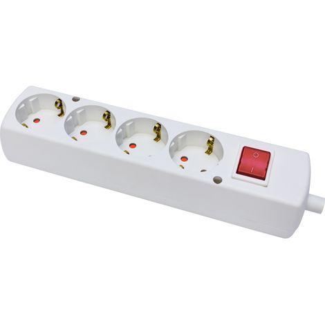 Tragbare Vierfachsteckdose 4x Schuko mit Schalter, abnehmbar