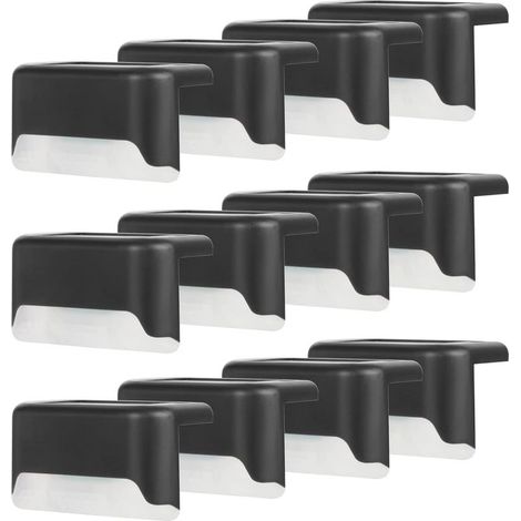Luces solares impermeables para vallas, terrazas y escaleras. Luces solares LED IP65 para jardín, patios y escaleras (luz cálida, color negro, 12 unidades). (1/5)