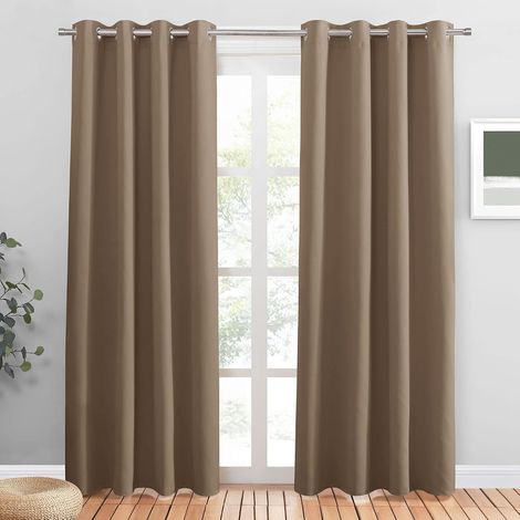 Lot de 2 Rideau Occultants de Fenêtre à Oeillets Solids Lourds, Draperies Obscurcissent Chambre pour Enfants/adulte, Cappuccino, 140 cm X 220 (LxH) (1/5)