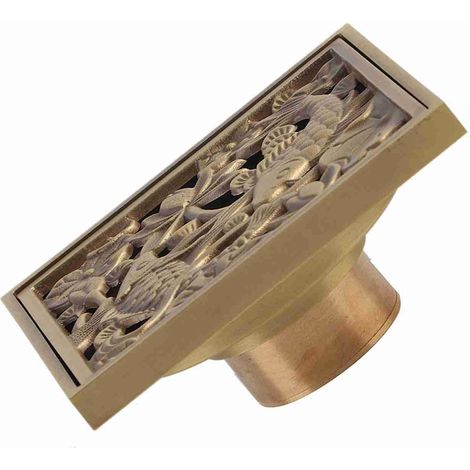 Grille de bonde de douche en laiton antique de 10 cm pour salle de bain (4) (1/5)