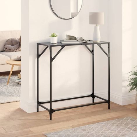 Maison Exclusive - Tavolino Consolle con Piano in Vetro Nero 80x35x81cm in Acciaio (1/5)