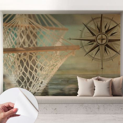 Papier peint adhésif décoratif pour chambre et salon Design moderne à poser facilement Détente au bord de la mer 208x146 cm (1/5)
