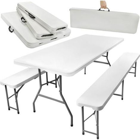 Malatec Set di mobili da giardino pieghevoli grigio chiaro