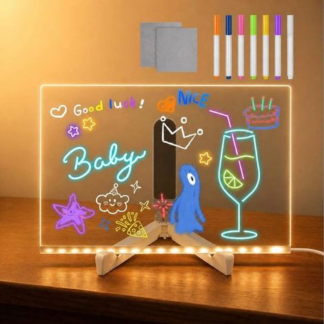 TrAdE Shop Traesio - Tavola Da Disegno Led Lavagnetta Luminosa Bambini Con Colori Supporto Trasparente Regalo - (1/5)