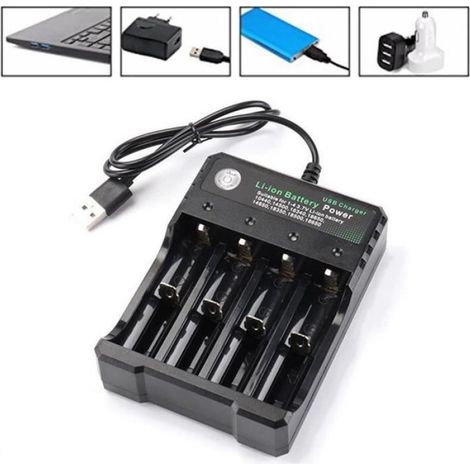 Rechargeable à 4 Emplacements Chargeur de Batterie Li-Ion USB Intelligent Chargeur Rapide pour 18350 18500 18650 Batterie Aaa (1/4)