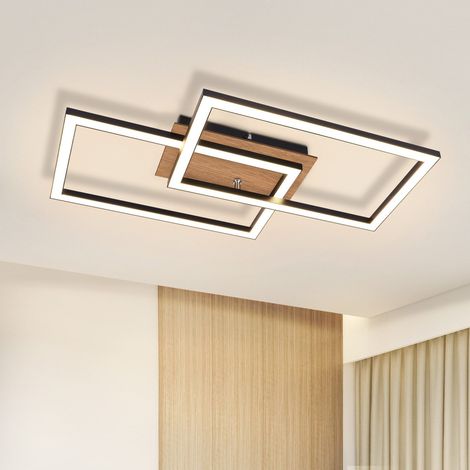 LED Plafoniera moderna - GBLY Lampada da camera in legno 3000K bianco caldo Lampada da camera rettangolare nera Design 24W Lampada da cucina Lampada da corridoio Lampada da soggiorno