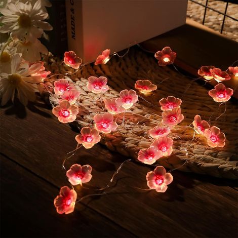 Lumineuse LED en Fleurs de Cerisier, Guirlande Lumineuse Fleur de Cerisier Rose, Lichterkette Frühling, 2 m Avec 20 LED Guirlande Lumineuse, Mädchen Zimmer Deko, le Jardin, les Arbres, la Terrasse (1/5)