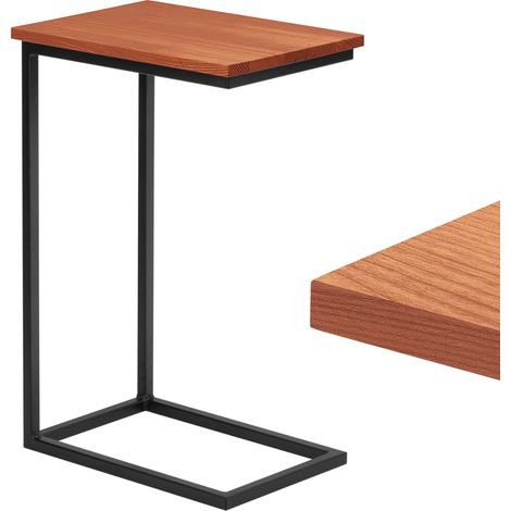 LAMO Manufaktur Beistelltisch Laptoptisch Sofatisch mobiler Kaffeetisch Nachttisch 45x30x67 cm Gestell Schwarz 100% Echtholz Massiv Platte farbe: Dunkel (1/5)