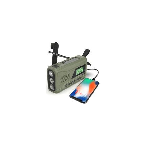 Radio d'urgence Bluetooth, récepteur radio portable avec manivelle et alimentation solaire. (1/5)