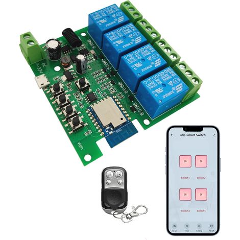 Module de relais à verrouillage automatique, pour le contrôle d'accès bricolage, ouvre-porte de garage avec télécommande 433RF (1/5)