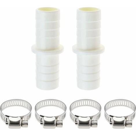 2pcs Connecteurs de Tuyau de Vidange pour Machine à Laver Adaptateur d'extension de Tuyau en Plastique avec 4pcs Colliers de Serrage pour Tuyau d'eau Lave-vaisselle de Machine à Laver (1/4)
