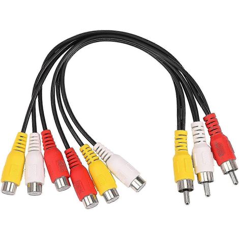 Adaptateur audio/vidéo TV DVD avec 3 prises RCA mâles vers 6 prises RCA femelles (câble AV) (1/5)