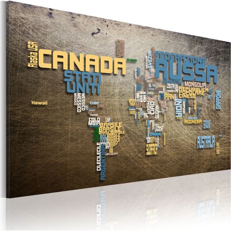 Tableau Imprimé "Carte du Monde en Italien" 40 x 60 cm (1/2)