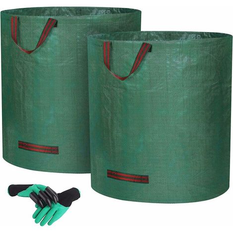 royaluxe - 2 272L Sacs de Jardin, Sacs à Déchets de Jardin Résistants, Sacs à Déchets Imperméables et Résistants à la Déchirure avec 1 Paire de Gants de Jardinage (1/5)