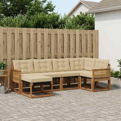 vidaXL Outdoor-Sofagarnitur mit Kissen 6 pcs Natur und Beige (1/5)