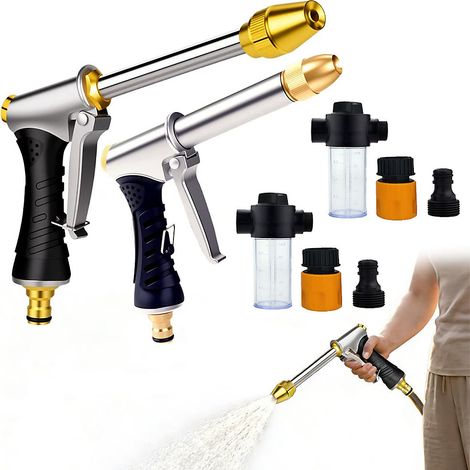 Ensemble pistolet à eau haute pression portable 2pc et pichet à mousse, pulvérisateur d&aposarrosage pour plantes,outils de nettoyage (1/5)