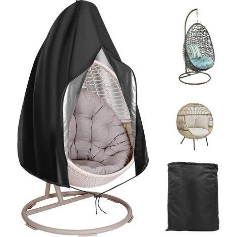 Housse Fauteuil Suspendu 210D Oxford-Tissu 190 x 115cm Housse Oeuf Suspendu Extérieur Couverture de Chaise Suspendue avec Fermeture éclair et Cordon pour Jardin Patio Imperméable Coupe-Vent Anti-UV (1/5)