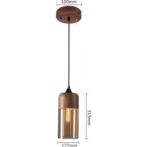 Lampe à Suspension en Verre Grain de bois 12.7x31.5cm Lumière chaude (1/4)